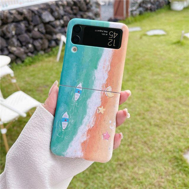 

Чехол для Samsung Z Flip 4, складной масляный чехол с морским пейзажем для Samsung Z Flip 3, 5 г, Zflip4, противоударная жесткая задняя крышка с жидкостью Samsung Z Flip 3
