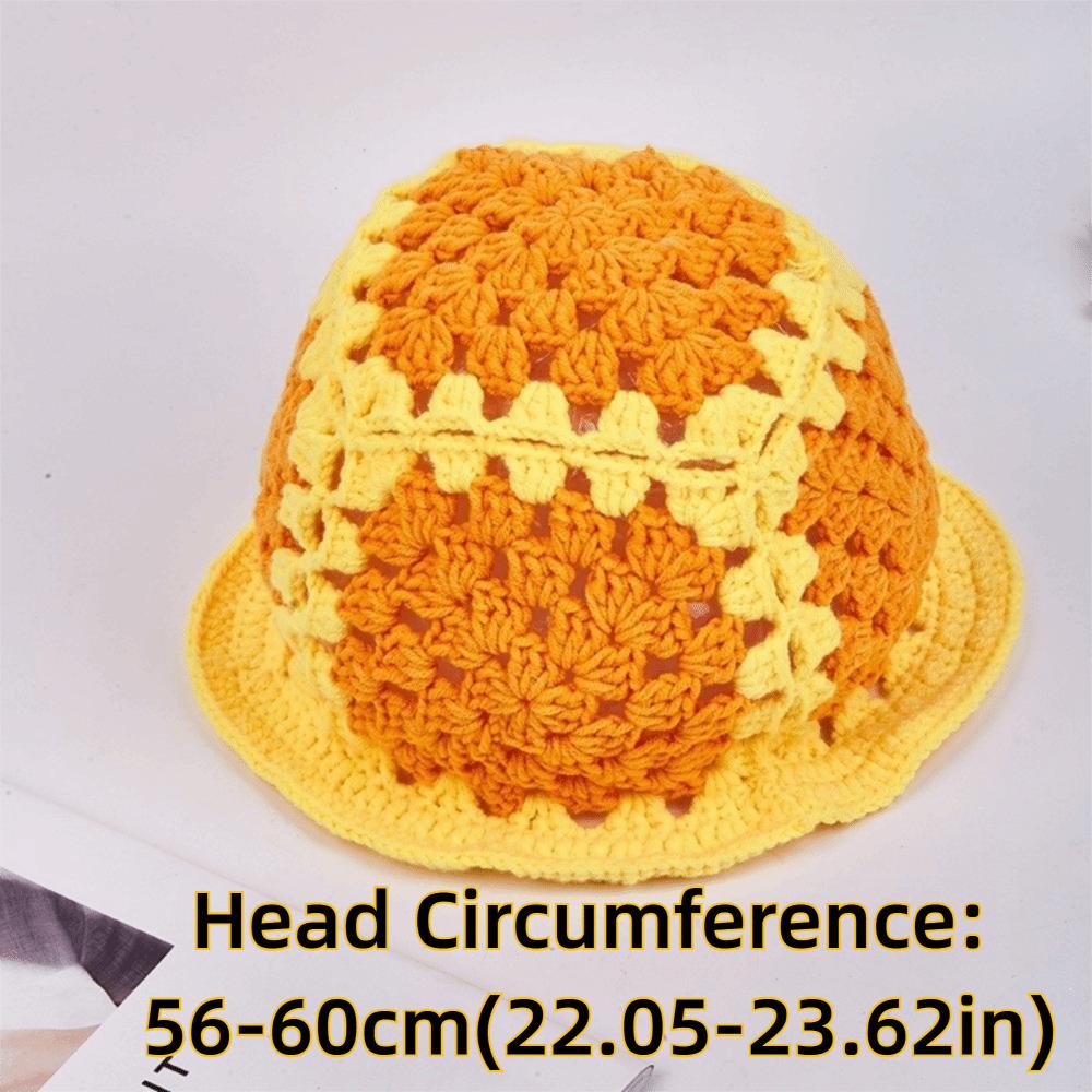 Sunflower Patterned Fisherman Hat Lotus Leaf Edge Handmade Knit Hat Autumn Winter Outings
