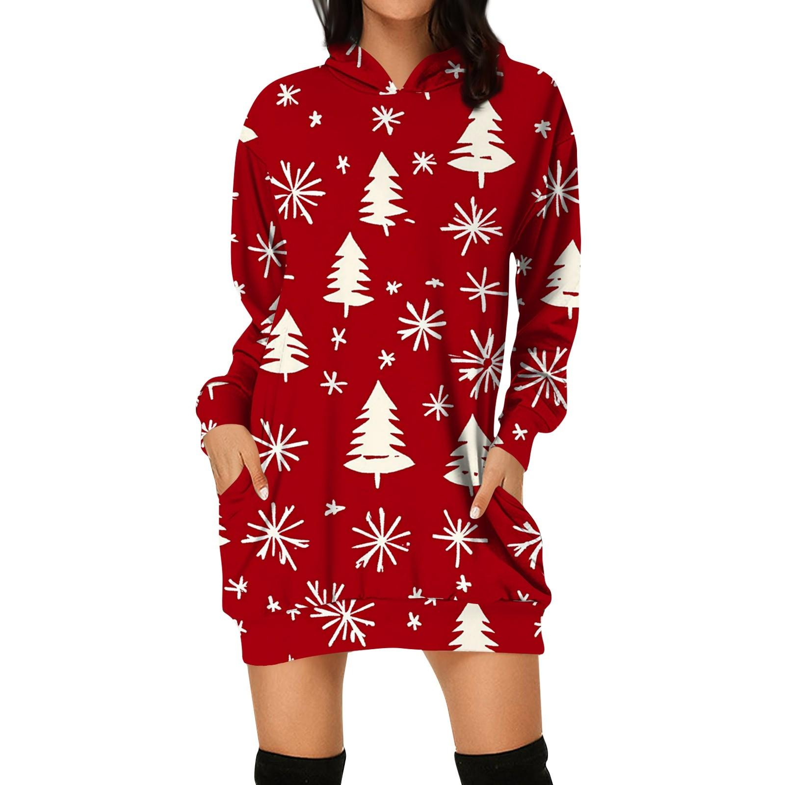 

Женская мода свободный повседневный карман с длинным рукавом толстовка с принтом свитшот M красный