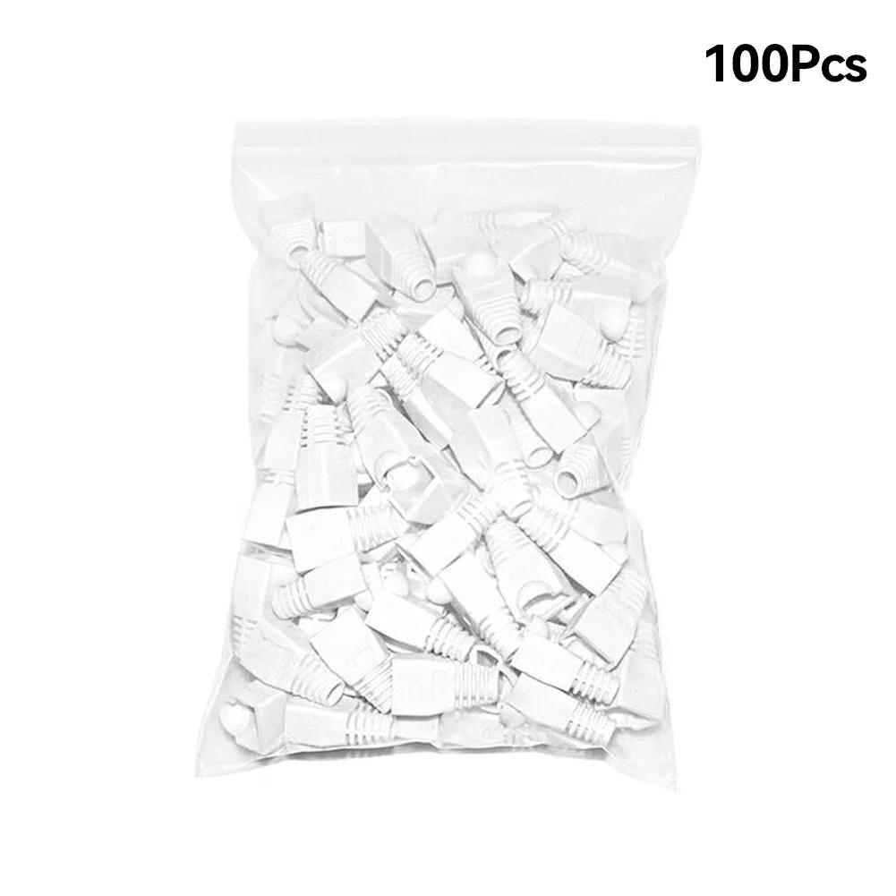 100Pcs Mixed Color CAT5E CAT6 RJ45 Ethernet Network Cable Strain Relief Boots Cable Connector Protective Sleeve Plug Cover