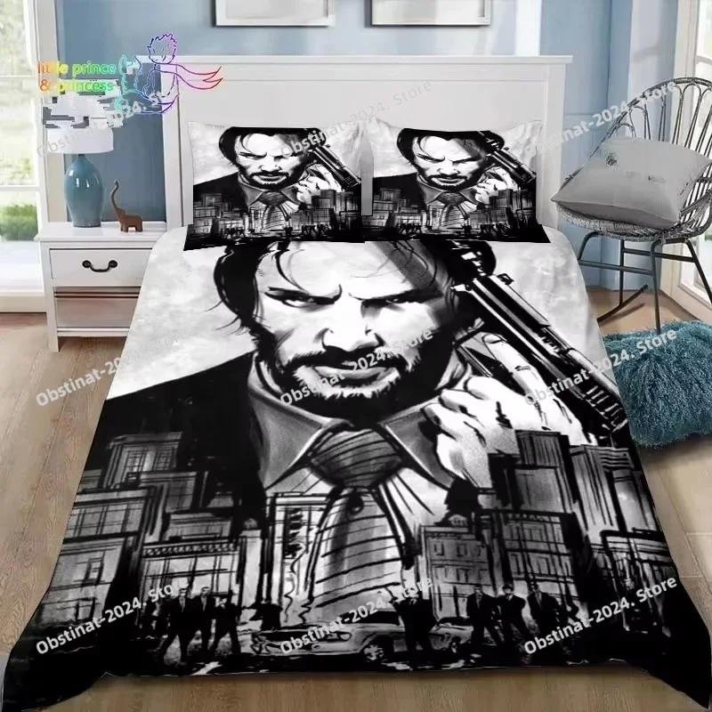 Thriller Film John Wick Bedding Set Duvet Cover Full Queen King Size Pillowcase Bed Print Bed Set Aldult Kid Bedroom Single Twin
