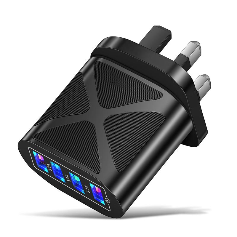 

5V 3A USB Wall Charger EU US UK Plug Phone Charging 4 Port Portable Power Adapter For Iphone 11 12 13 Pro Max Samsung Xiaomi
