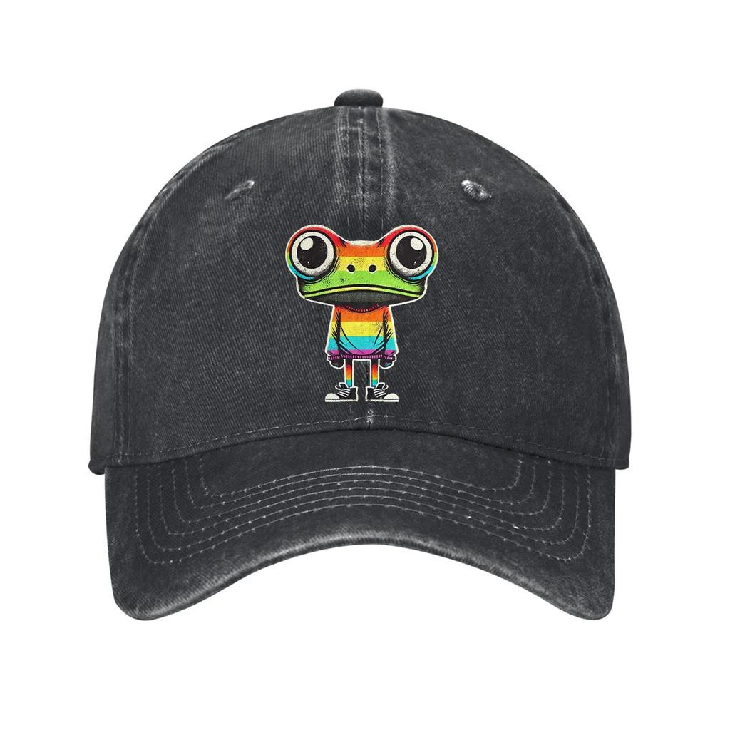 Unisex Frog In Sweater Baseball Cap Cotton Fits Men Women Washed Denim Adjustable Lightweight Dad Cap