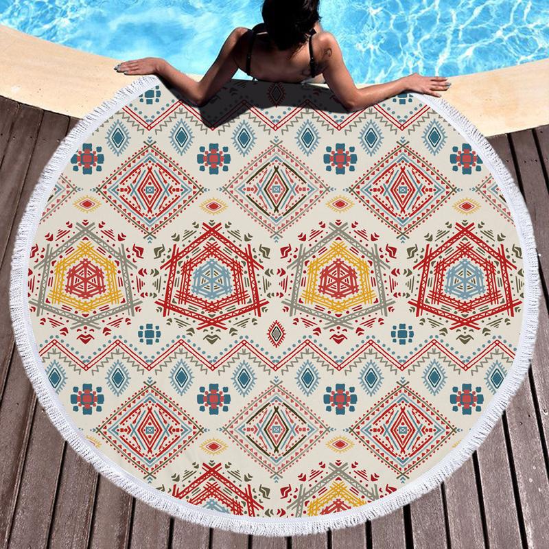 Groene Ronde Strandlaken Microvezel Waterabsorberend Mandala Zee Strand Yoga Mat Grote Strandlaken Yoga Helend Leggen Handdoeken 150Cm 150x150cm