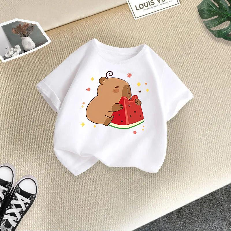 Children's Casual Short-sleeved T-shirt, Summer Boys' And Girls' Cute Capri Blouse