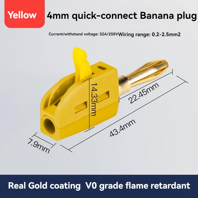 1Pcs 4mm Solderless quick connect high current 32A Banana Plug wire connector, Power testing instrument plug, Musical Speaker