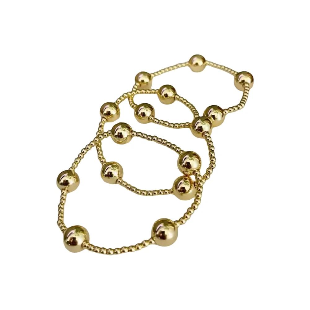 Vlen 18K Gold Plated Bracelet for Women Chunky Tarnish Resistant Hypoallergenic Ball Beads Statement Jewelry Gift