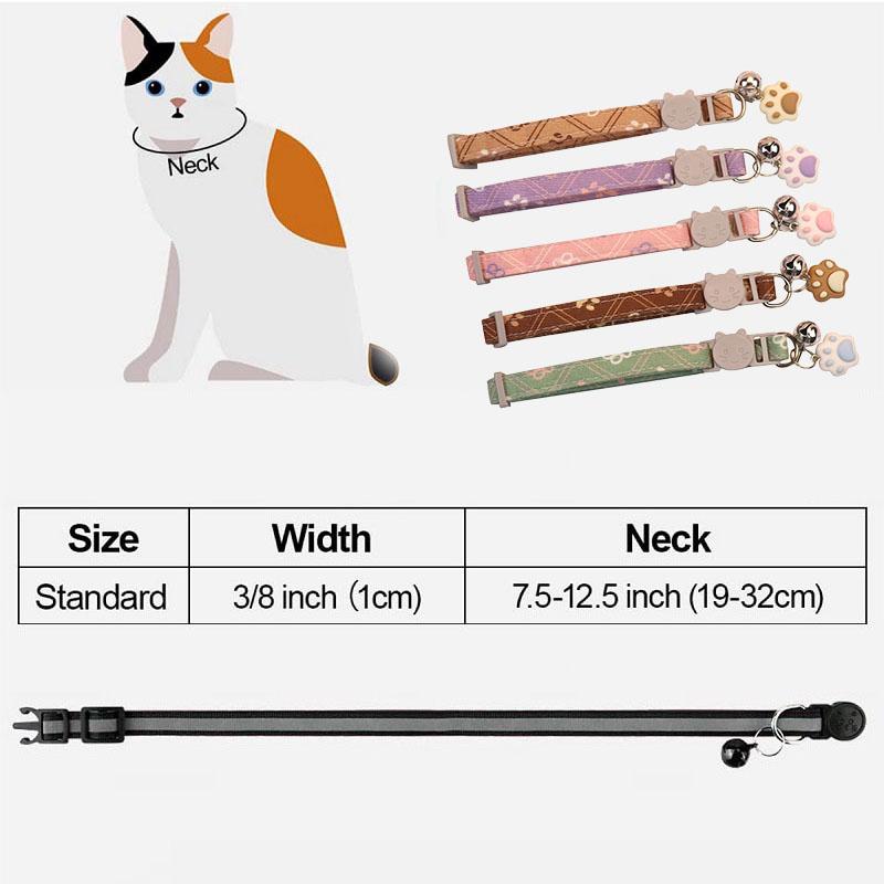 Cat Collar with Bell Pet Collar for Small Dogs Puppy Kitten Stuff Accessories Adjustable Footprint Cat Breakaway Collar MBO02