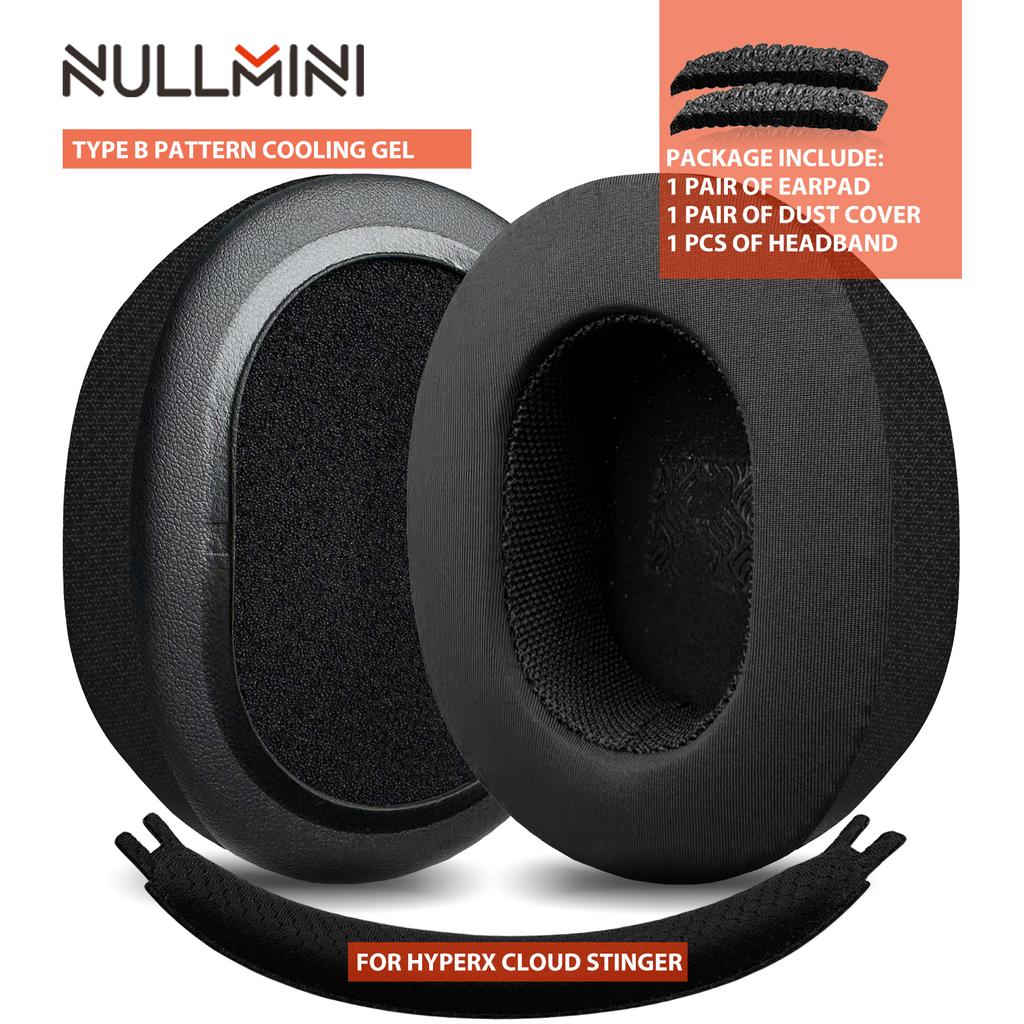 Nullmini Replacement Earpads for HyperX Cloud Stinger Headphones Cooling Gel Ear Pads Cushion Earmuffs Sleeve Headband