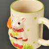 Korean Style Ins Cow Relief Cute Cartoon Animal Breakfast Cup with Handle Three-dimensional Ceramic Mark Water Cup Milk
