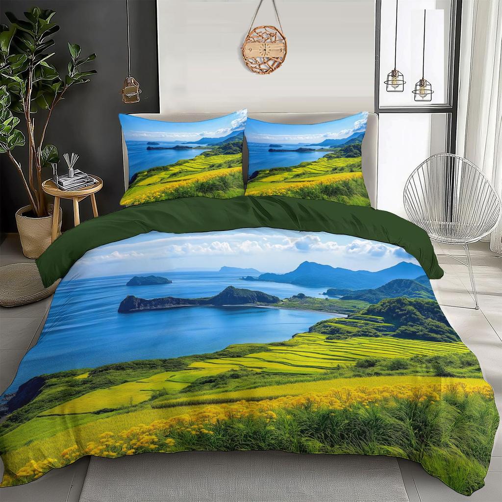 Rice Field Duvet Cover Set For Teens Queen Lightweight Down Quilt Covers Bedroom Decor 2 Pillowcases 1 Duvet Cover No Comforter