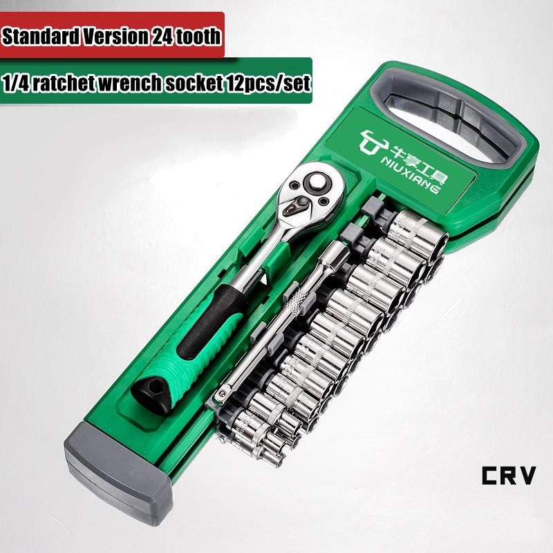 Drive Socket Set 1/4"-3/8"-1/2",CR-V Metric and Imperial Sockets with Quick-Release Ratchet Wrench,pro model 72 teeth, Sockets