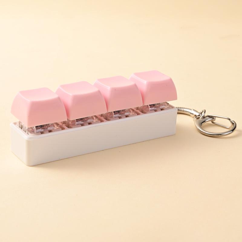 4 Keys Button Keycap Stress Relief Adult Fidget Toy Keychain 4 Keys Keyboard Fidget Gadgets Toys Diy Keyboard Keychain Toys