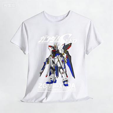 2026 summer New Gundam pattern Warrior Loose Short Sleeve pure cotton Tshirt  Pure Cotton Round Neck TopTrendy quality shirt