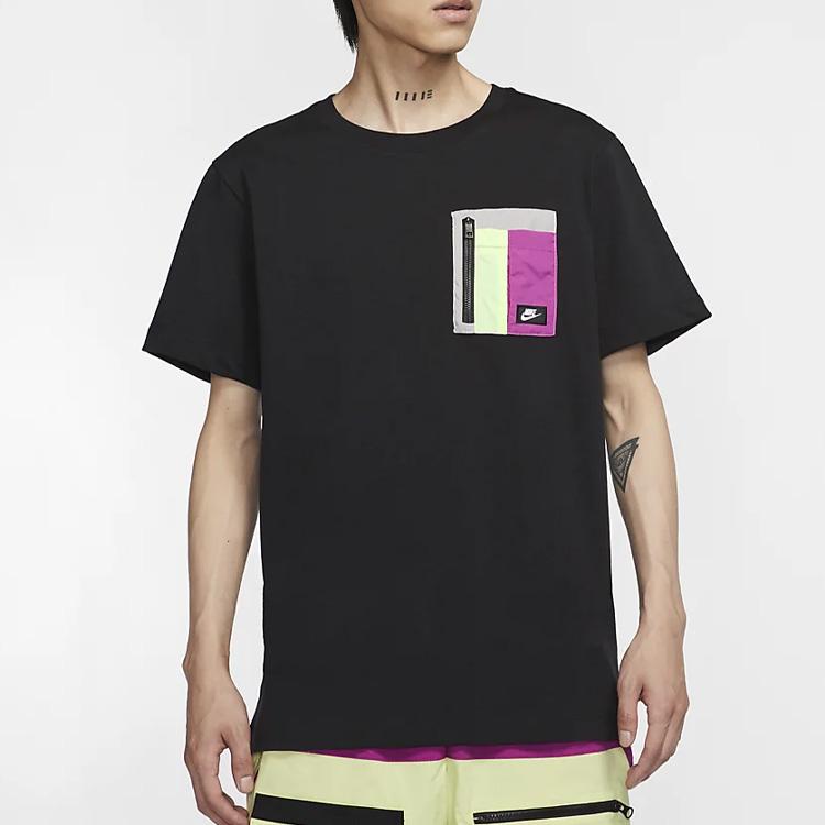 Nike Sportswear Zip Pocket Design Short Sleeve T-Shirt Men Tops Black CZ8671-010
