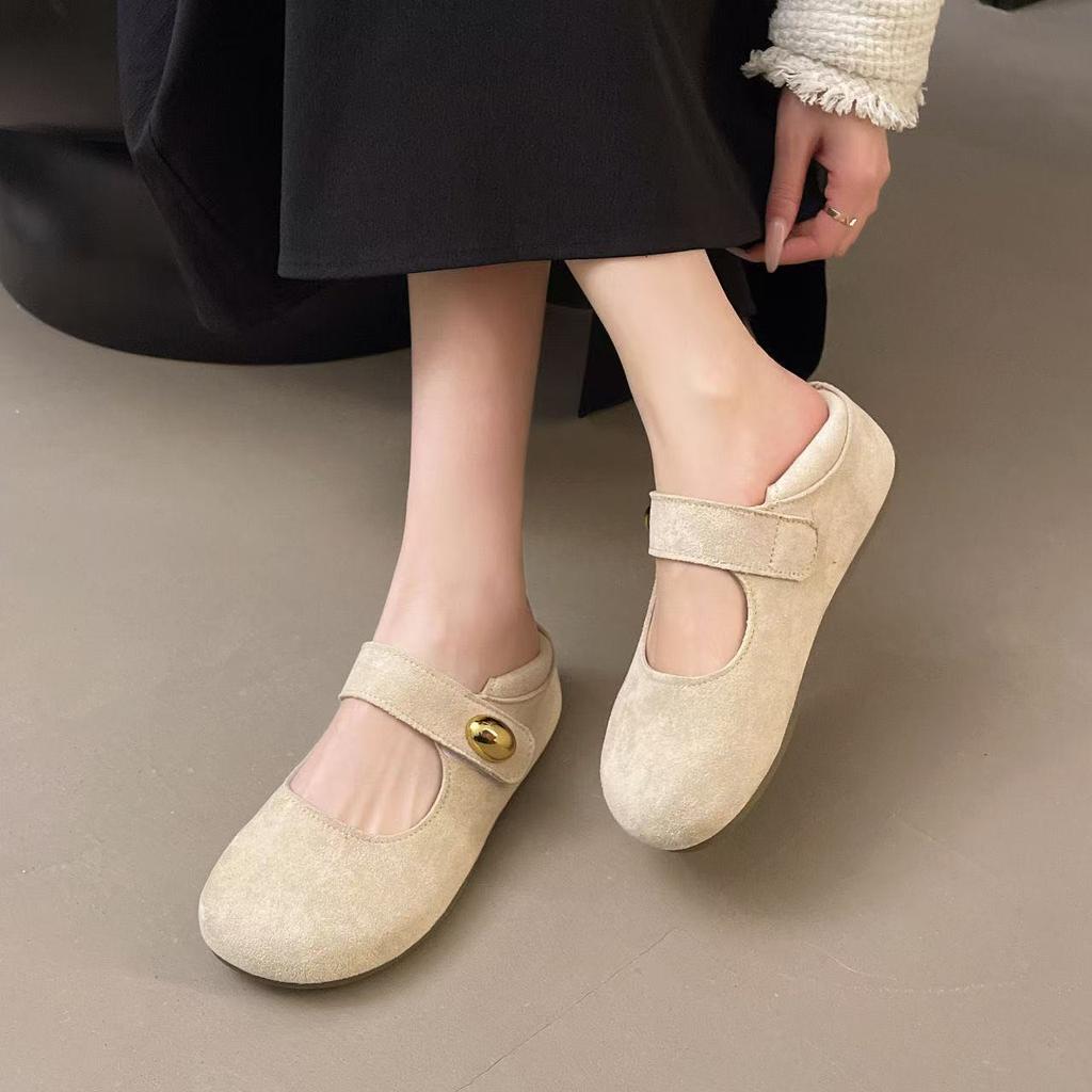 Thick-soled heightening Birkenstocks New Year's autumn with skirts Mary Jane single shoes Doudou shoes