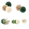 Dark Green Honeycomb Paper Flower Ball Set for Party, Wedding, or Event Decoration - 15 Pieces