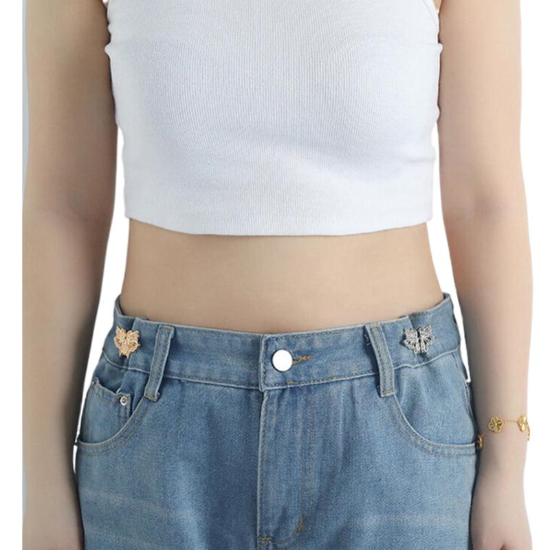 Adjustable Tightener Waist Buckle For Jeans No Sewing Required Butterfly Button Adjuster For Pants And Skirts Waist