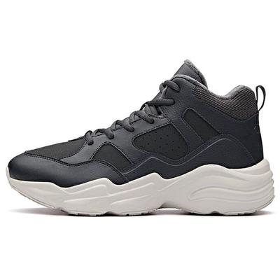 Zapatillas casuales de caña alta forradas de forro polar, antideslizantes, resistentes al desgaste, para correr, para hombre, zapatillas deportivas, negro blanco 91846902-3
