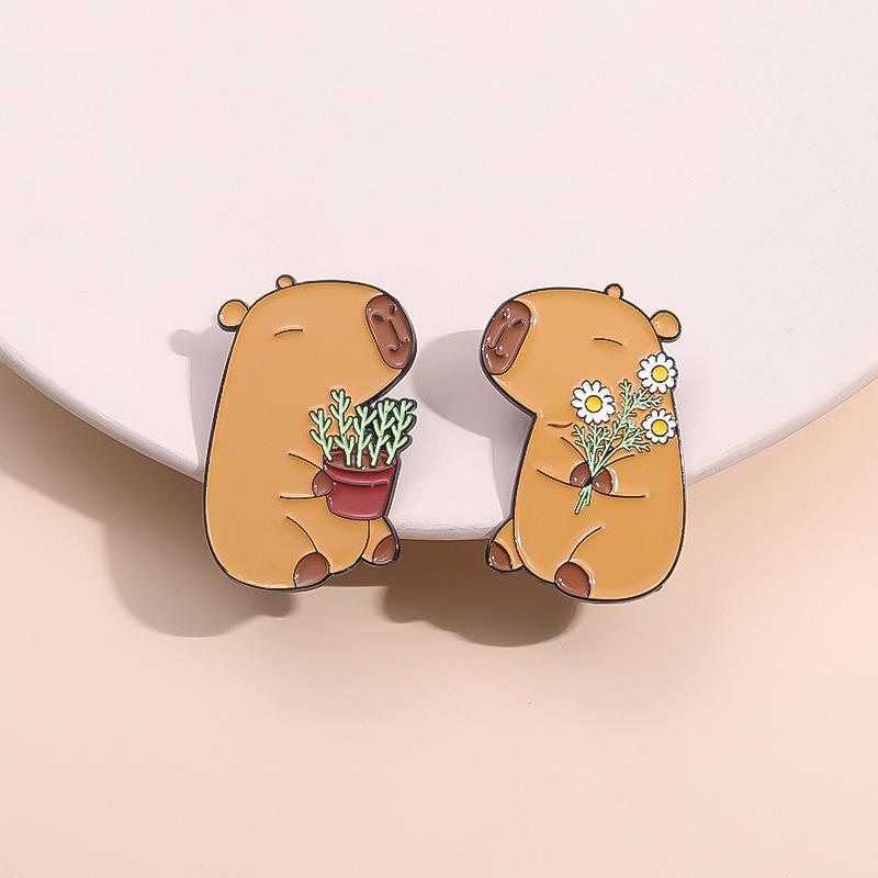 Süße Cartoon-Capybara-Brosche - Kleines Tierförmiges Backlack-Abzeichen