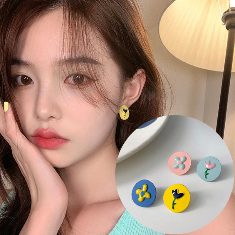 

Merit Pastel Two-Color Round Ball Earrings Yellow Blue