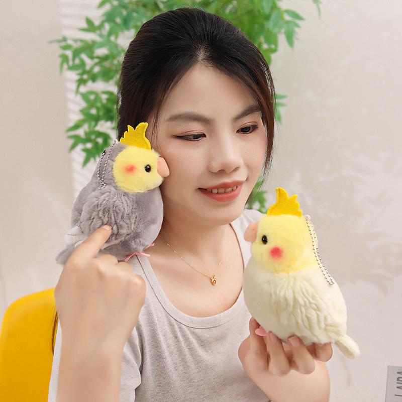 13cm Mini Colorful Parrot Plush Toys Delicate Cute Lifelike Bird Hanging Doll Kawaii Keychain Bags Decor Pretty Desktop Pets