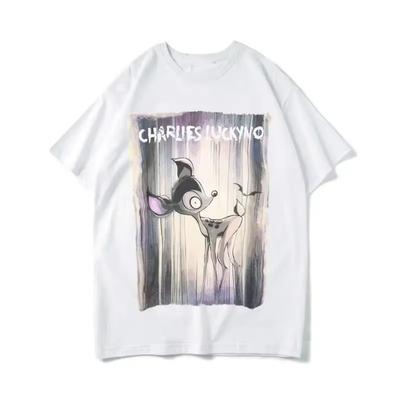 Men T-Shirt European American Fashion Brand Deer Mermaid Snow White Short Sleeve Male And Female Couples Cl Star The Same Summer