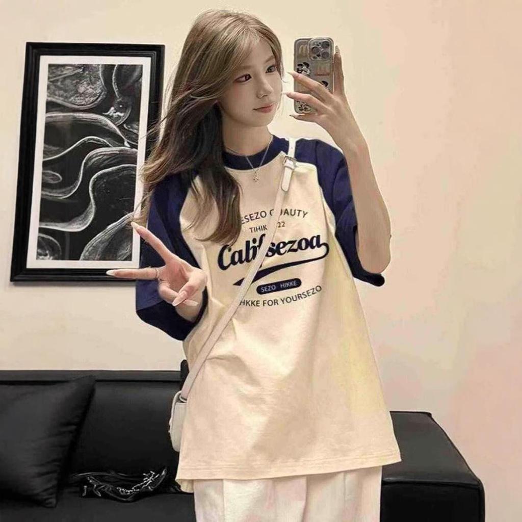 Plus Size Dopamine Raglan T-Shirt - Women's Summer Loose Fit Half-Sleeve for Teens