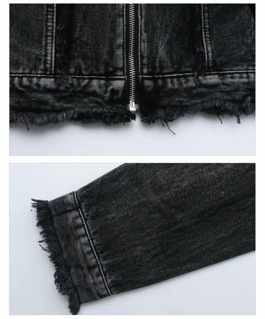 Herren High-End Distressed Denimjacke - Frühling & Herbst Schulterpolster Motorradstil
