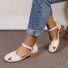 Fashion 2025 Summer New Buckle Strap Women's High Heels Outdoor Round Toe Low Heel Daily & Casual Pumps Women Concise Hollow Sandals