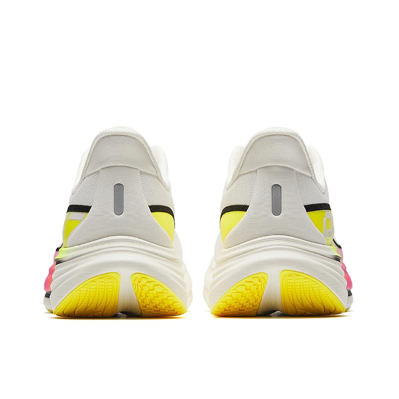 Anta Textile, Rubber Low Top Running Shoes Men's Ivory White/Basic Black/Fluorescent Highlighter Yellow 112625546-2