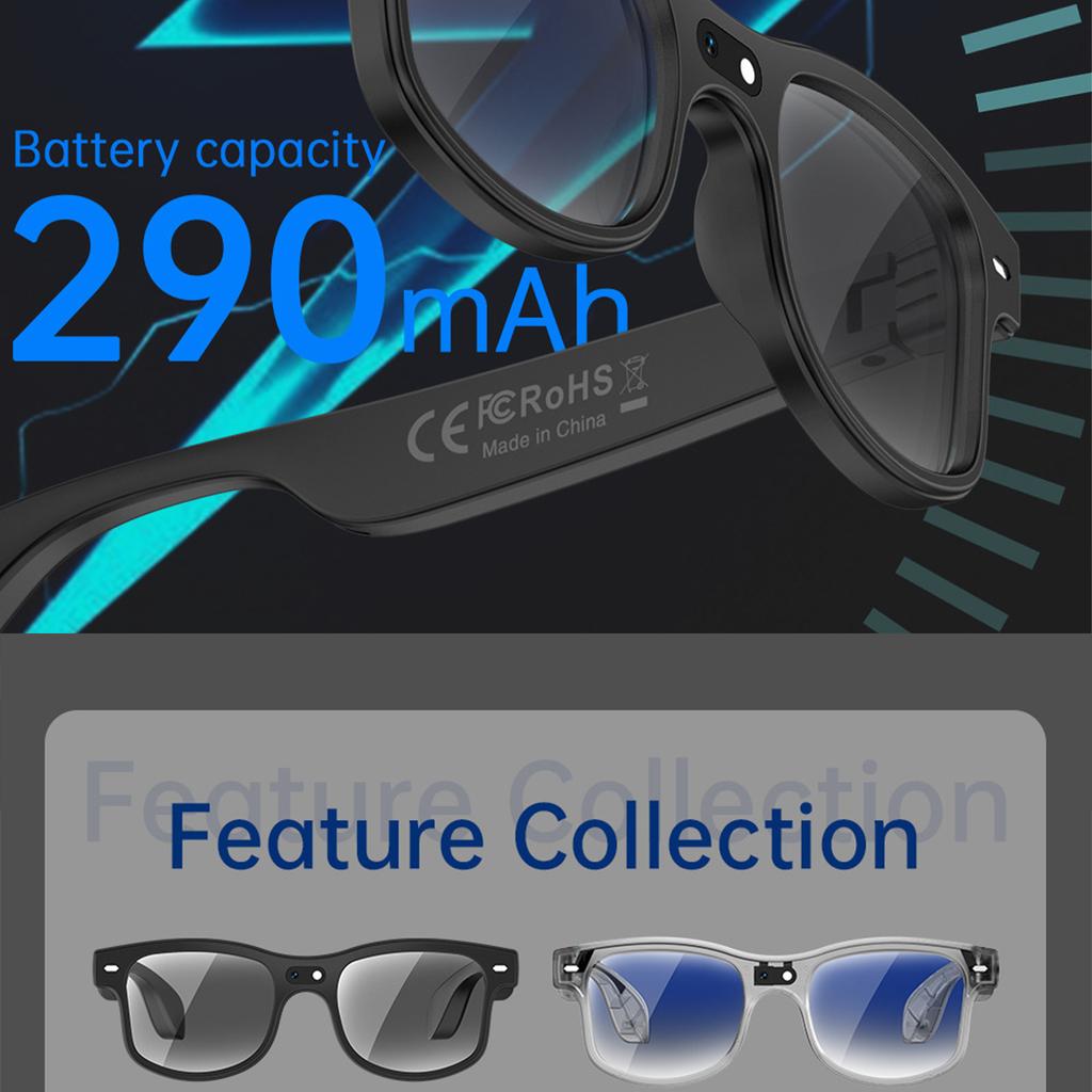 New Multifunctional Glasses with 800W HD Camera Wireless Bluetooth Touch Call Sports Music Real Time Translation AI Smart Glasses  USB Charging Unisex