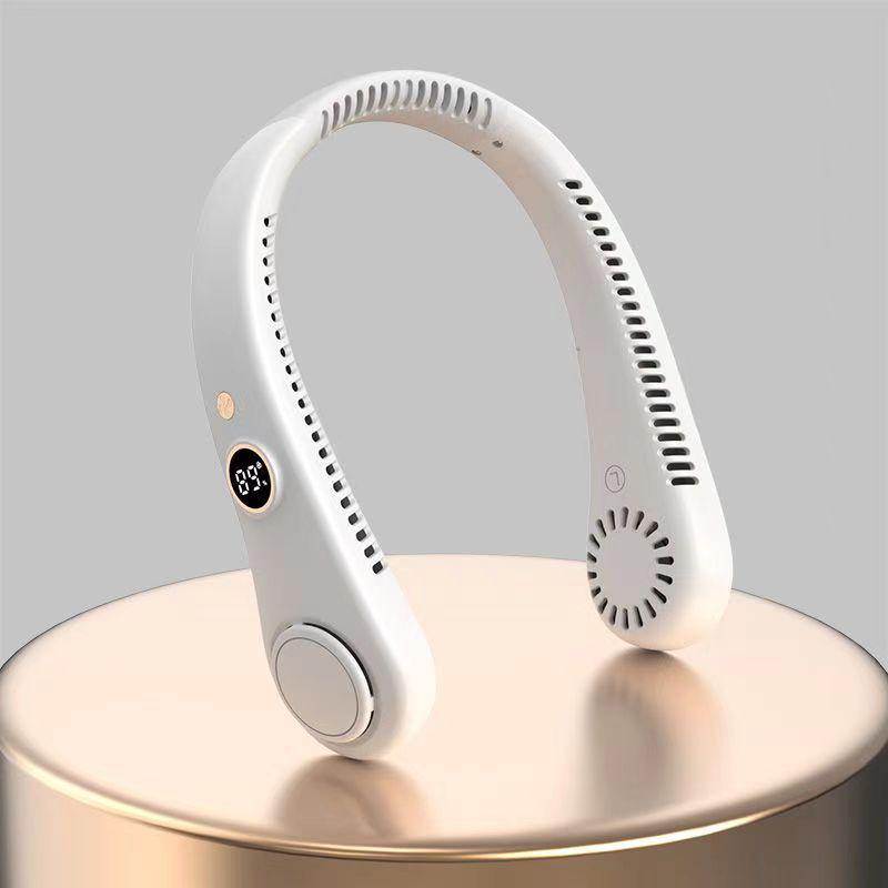 Silent Digital Neck Fan: Leafless, USB Rechargeable, Multi-Speed, Compact Design for Outdoor Sports