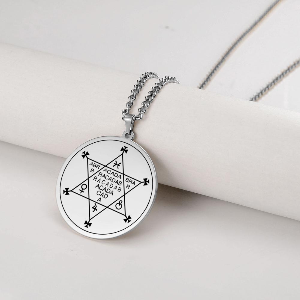 Dawapara Abracadabra Anhänger Abraxas Kabbalistische Magie Okkult Esoterisch Amulett Halskette Übernatürlich Edelstahl Schmuck