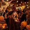 Costume Witch Hat for Halloween Event, Soft Fabric Wide Brims Dressing-Up Hat with Twist Crowns for Themed Performances