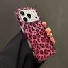 Ins Populärt Bling Glitter Ros Svart Leopardmönster Fodral För iPhone 13 14 15 16 17 Pro Max Stötsäkert Hårt IMD Baksideskydd