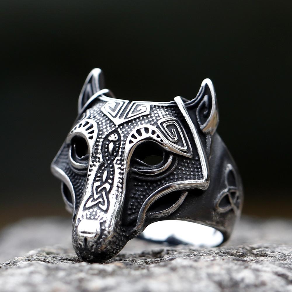 2025 NEW Men's 316L Stainless Steel Ring Viking Wolf  Ring Punk Animal Ring For Men Fancy Halloween Jewelry Free Shipping