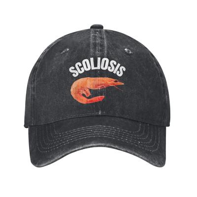 Funny Saying Scoliosis Shrimp Meme Doctor Fun Irony Unisex Sun Baseball Cap Fitted Couple Washed Trucker Hat Sun Baseball Caps