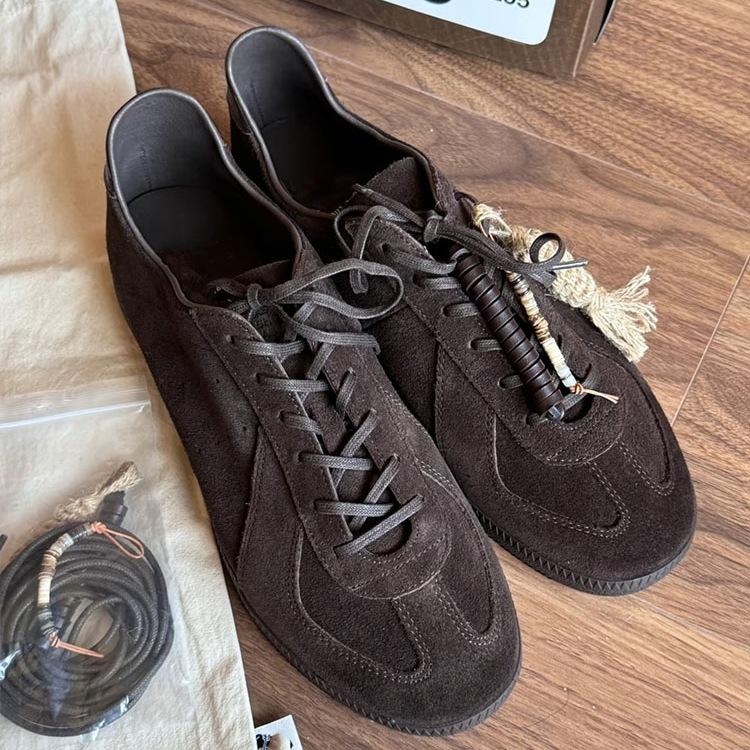 Cowhide version~ niche leather matte beef anti-velvet German training shoes women's Forrest Gump shoes versatile flat-bottomed retro sports shoes