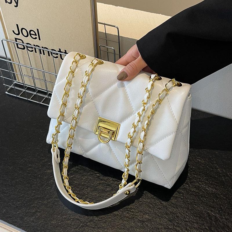 2025 Summer New Fashion Simple Niche Design Diamond Chain Bag Small Fragrant Style Versatile Single Shoulder Oblique Span Women's Bag