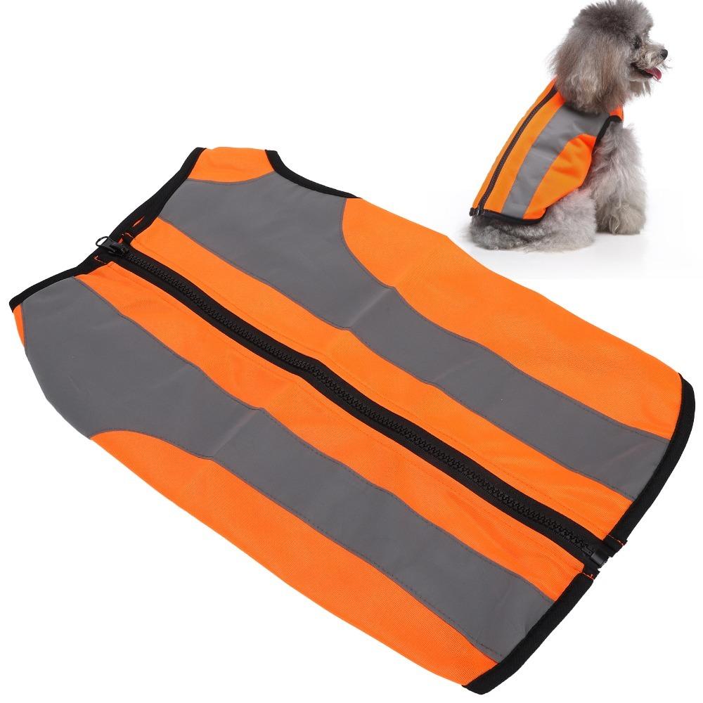 Polyester Thin Fabric Pet Dog Clothes Zipper Closure Dog Safety Jacket Road Safety Travel