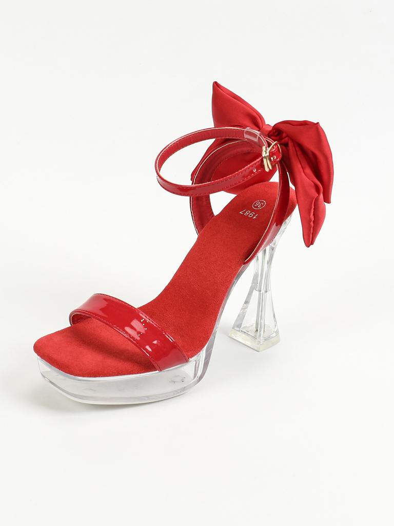 Fashion 12cm New Sexy Car Model Fashion Transparent Nightclub Thick-heeled Crystal Square Toe Anti-slip Rhinestone Sandals