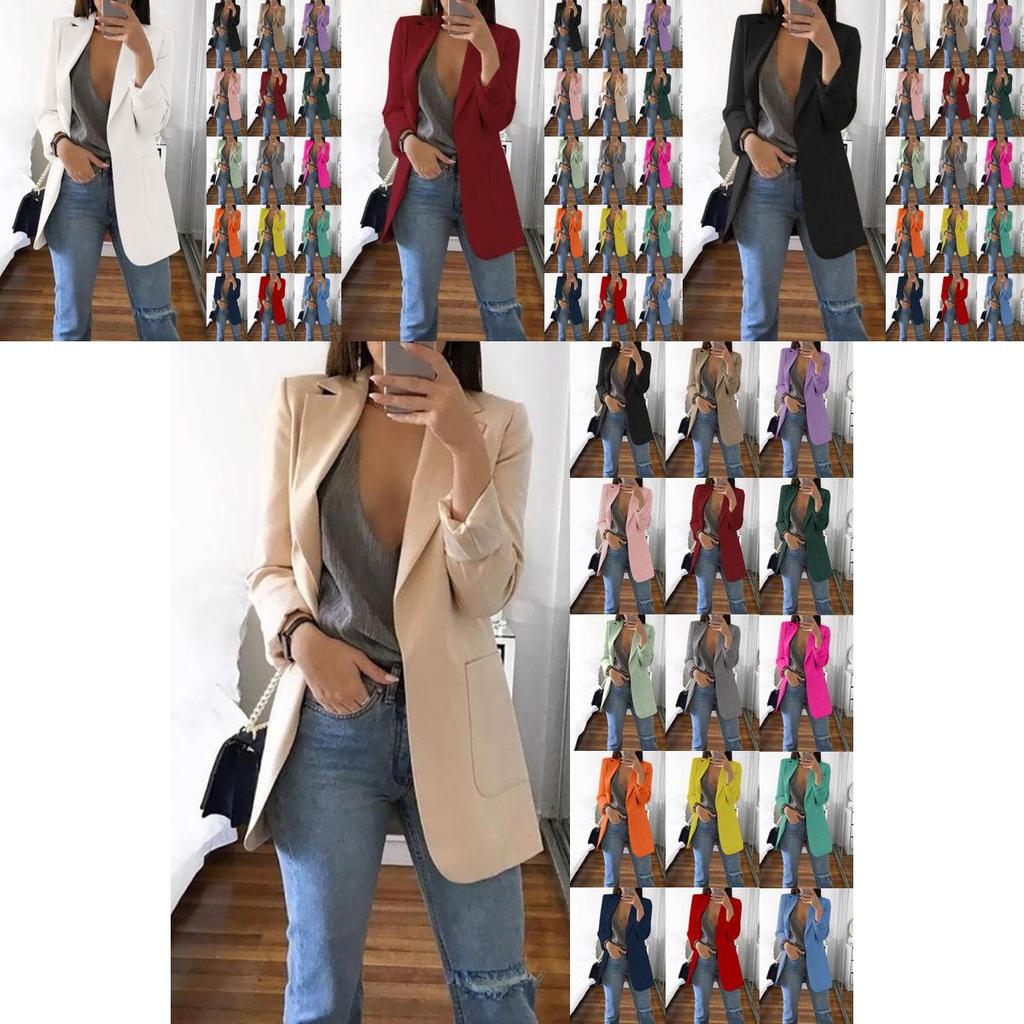 Stylish Women's Blazer Slim Fit Work Ol Jacket Long Sleeve Plus Size Coat For Office Wear