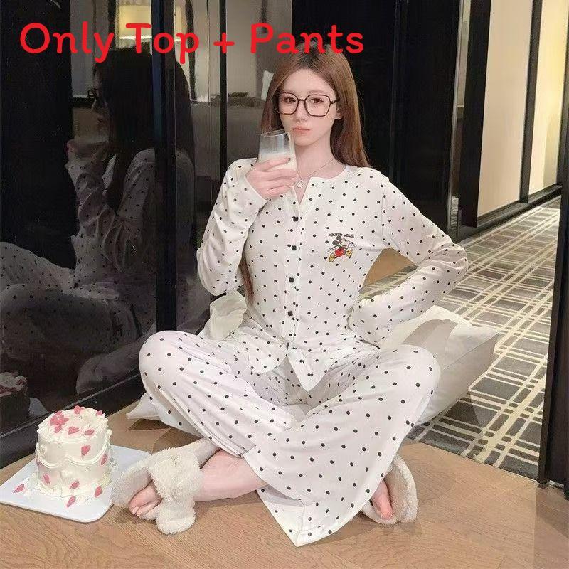 Minimalistisches Eis-Seiden-Schlafanzug-Set für Damen mit Langarm-Oberteil und Hose für bequeme Hauskleidung