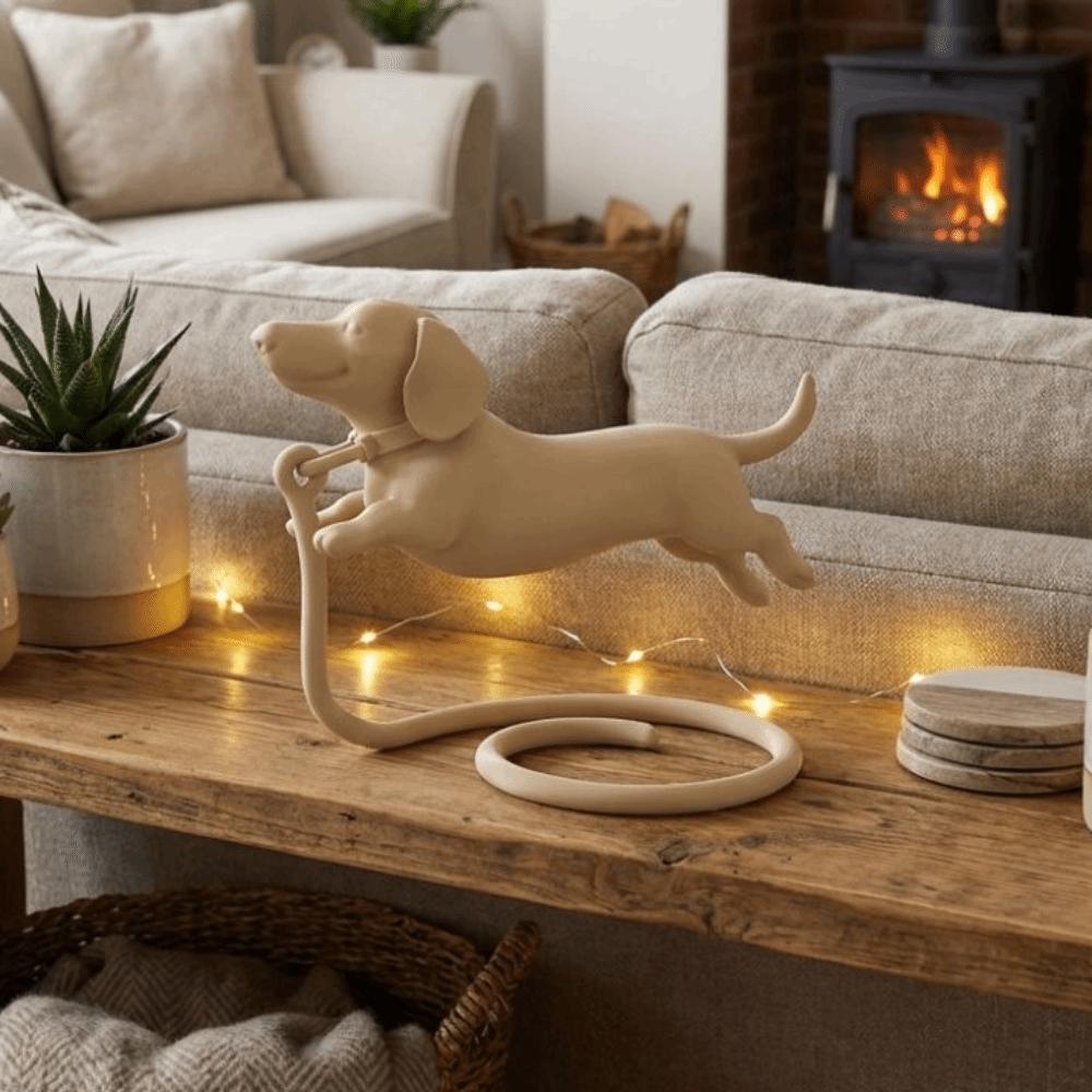 Plastic Sausage Dog Ornament with Base Dachshund Statue Cute Animal Figurines  Home Decor