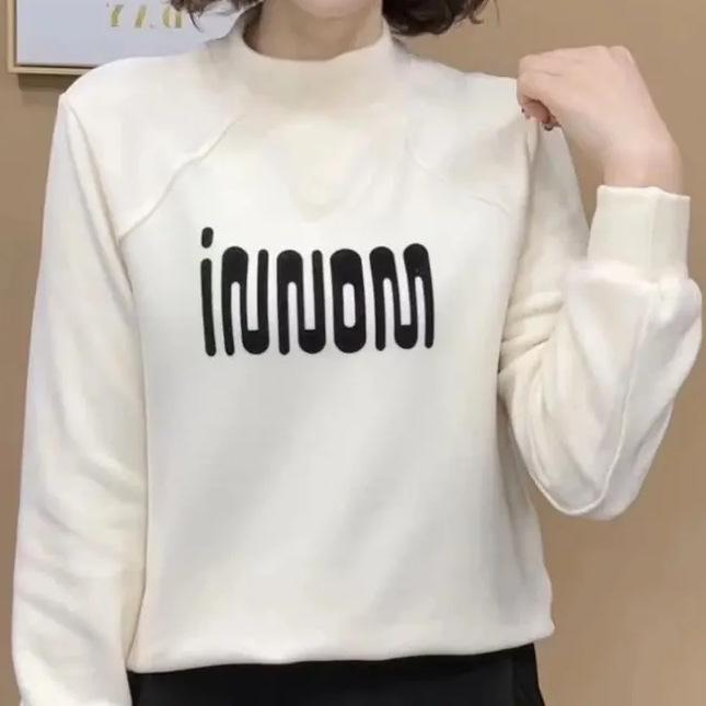 Women's Plus Size Double-Sided Fleece Base Layer Top - Winter Casual Versatile with Half-High Collar