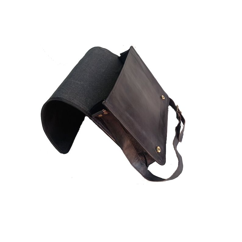 Handmade Black Leather Crossbody Bag: Laptop Messenger Satchel