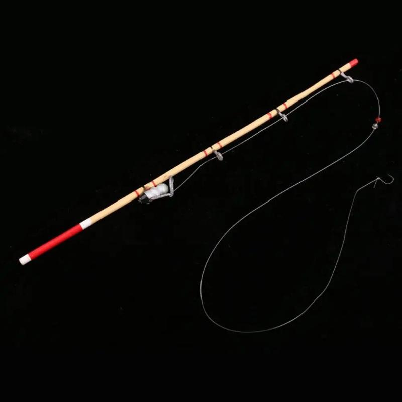 1Pc 17.5cm Mini Fishing Rod Model - Dollhouse Fishing Tool Micro Landscape Decorative Accessory for Life Scene