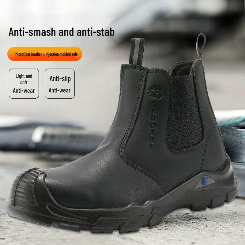 

Мужские водонепроницаемые полуботинки с металлическим подноском: Ударопрочные, Устойчивые к проколам, Рабочие туфли-слипоны 308 Black; 41