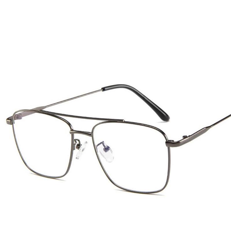 Double Beam Anti Blue Light Square Prescription Glasses For The Nearsighted Vintage Metal Myopia Spectacles -0.5 -0.75 To -6.0